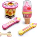 2 Pcs Pudding Feeding Toys for Dolls & Ice Cream Toy, Pudding Toy with Spoon & Ice Cream ToyPretend Game Food Doll Food Set, Lifelike Feeding Experience for Doll Feeding & Role Acting