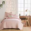 Levtex Home Cross Stitch Reversible Twin XL/Twin Quilt Set (68x86in) with 1 Pillow Sham (26x20in) - Stitch Texture - Blush - Cotton Twin/Twin Size Quilt Bedding Set - Lightweight, Soft, Pre-Washed