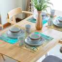 Giwawa Ocean Starfish Placemats Set of 4, Nautical Seashell Coral Coastal Linen Table Place Mats for Kitchen Dining Summer Aquatic Life Decoration, Non-Slip Heat-Resistant Washable, 12" x 18"