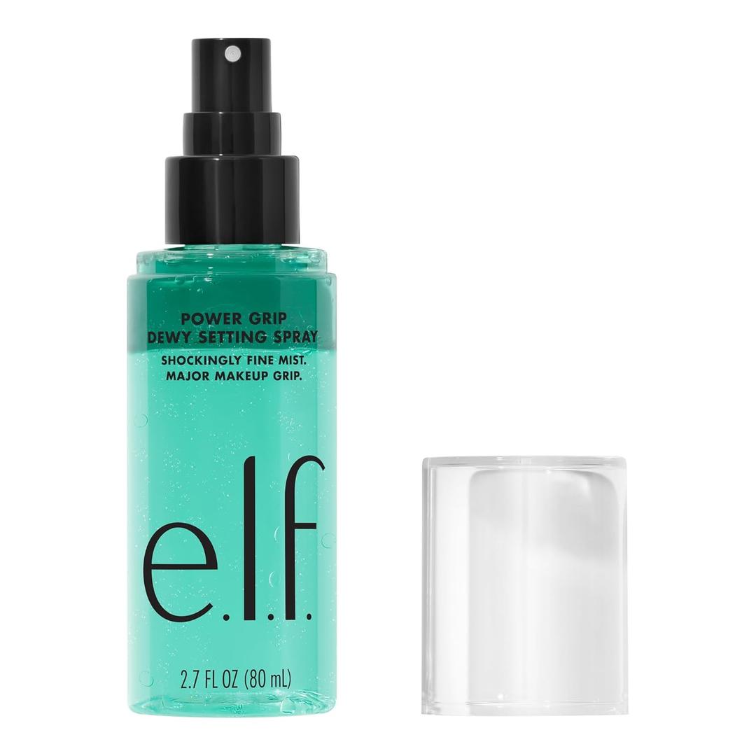 e.l.f. Power Grip Dewy Setting Spray, Ultra Fine Mist Made With Hyaluronic Acid, Grips Makeup For A Hydrated, Dewy Finish, Vegan & Cruelty-Free, 80ml