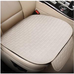 Front Car Seat Cover, Anti-Slip Bottom Front Seat Cover Protector with Storage Pocket, Breathable Linen Driver Seat Protector Comfortable Front Cushion Pad for Most Vehicles (Beige)