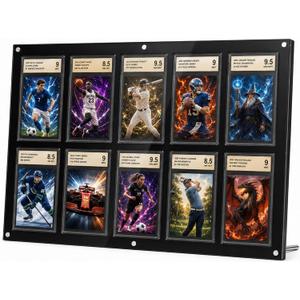 Black PSA Card Display, PSA Slab Display, Graded Card Display - 10 Cards