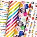 WRAPAHOLIC Birthday Wrapping Paper Sheet - 12 Sheets Folded Flat with 12 Gift Tags for Party, Baby Shower - 19.7 Inch X 27.5 Inch Per Sheet
