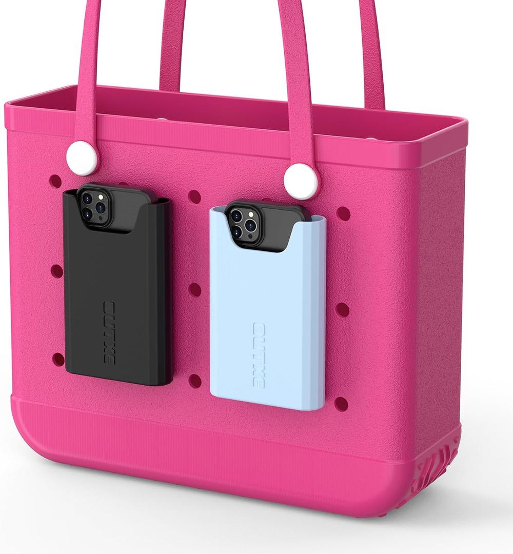 OUTXE 2 Pack Bogg Bag Phone Holder Compatible with All Bogg Bags, Silicone Cell Phone Holder Accessories for Bogg Bag, Black and Blue Phone Case Holder Insert for Simply Southern