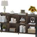 FATORRI 8 Cube Storage Organizer Bookshelf, 62 Inch Rustic Wood Horizontal Bookcase, Farmhouse Cube Long Book Shelf, TV Console Stand for Living Room (Dark Walnut)