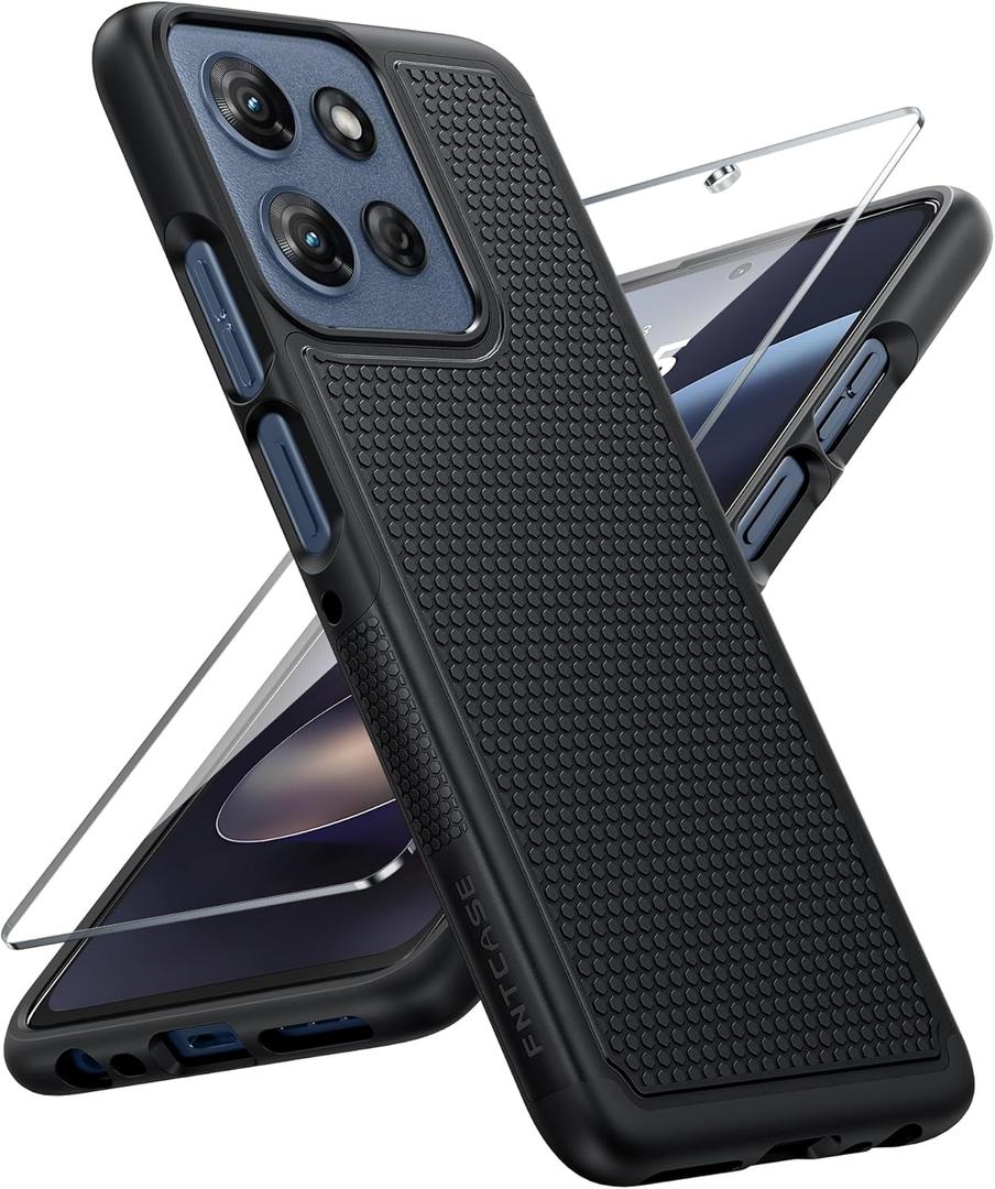 FNTCASE for Moto G-2026/2025 Phone Case: Moto G Play 2026/Moto G Power 2025 Case with Screen Protector Dual Layer Military Drop Protection Heavy Duty Shockproof Rugged Non Slip Cell Phone Cover, Black
