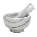 HIC Kitchen Mortar and Pestle Set, Solid Carrara Marble, 3.8-Inch, Spice Herb Grinder, Pill Crusher, Nut Butter Maker, Was used