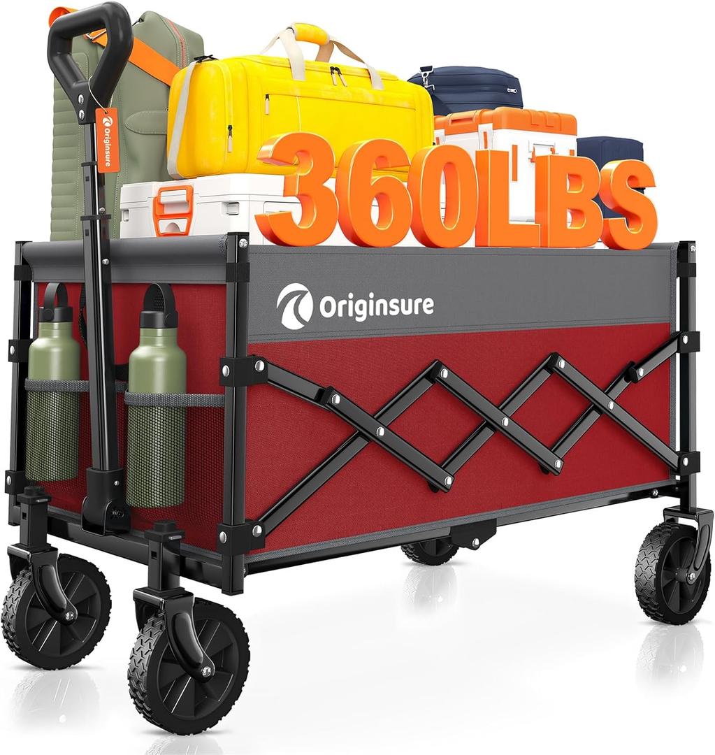Carrito plegable plegable  Carro de playa plegable ligero porttil resistente con ruedas  Carritos de utilidad al aire libre para comestibles, camping, compras con gran capacidad  Gris y