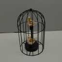 JHY DESIGN Birdcage Decorative Lamp Battery Operated 12" H Cordless Table Lamp with Warm White Fairy Lights Bird Bulb for Indoor Bedroom Living Room Home Wedding Xmas(Black)