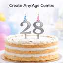 20 Pack (2 Sets) Reusable Silver Number Birthday Cakes Candle Holder Set - Metal Candle Holders Stand - Cake Topper Decorations