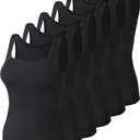 BQTQ 6 Pcs Women's Square Neck Tank Top Sleeveless Undershirt Basic Tank Tops for Women Girls Medium