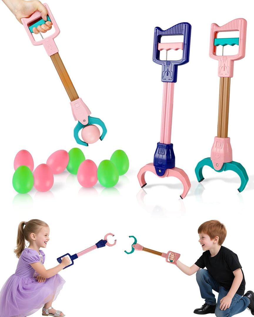 Kids Grabber Toy Set  2PCS Toy Grabber Claw for Kids with 8 Eggs, 16.9-Inch Grabber Toy for Kids, Fun Kids Claw Grabber Reacher Tool for Early Learning and Coordination Play, for Ages 5 and Up