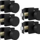 Goldenwarm Black Door Knobs Interior, Zinc Alloy Square Ball Matte Black Privacy Door Knobs for Bedroom, Bathroom, Heavy Duty Interior Door Knob Bulk - Modern & Stylish(5 Pack)