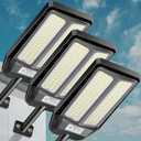 VOOJOY 5000W Solar Street Lights Outdoor, 7000K Solar Light Outdoor LED Street Light Dusk to Dawn, LED Wide Angle Lamp with Motion Sensor and Remote Control for Parking Lot, Yard, 3 Pack