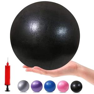 MOMPLUS Exercise Pilates Mini Yoga Balls Barre Small for Home Stability Squishy Training Physical Therapy Improves Balance with Pump (Black, 9 Inch)