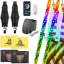 2 Pack 6FT Whip Lights with Spring Base,LED Whip Light with App & Remote Control, Spiral RGB Chasing Lighted Whips with Rocker Switch, Music Whip Light for UTV ATV Polaris RZR Can-Am SXS Truck