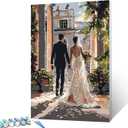 Tucocoo Groomsmen and Brides Paint by Numbers Kits with Brushes Couple Holding Hands Acrylic Oil Painting for Adults Kids Romantic Love Pictures Building Arts Craft Living Room Decor Gift(DIY Frame) (Artwork-21)