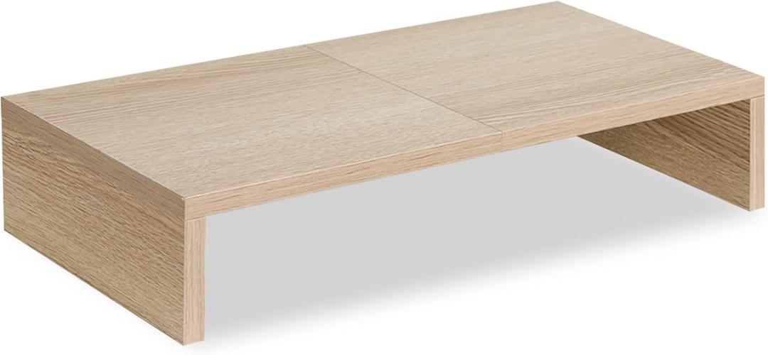 TEAMIX 20 Inch Wood Monitor Stand Riser, Wooden Desktop Stand for PC/TV/Laptop/Printer, Cozy Monitor Riser with Storage, Computer Stand Space-Saving (Maple)