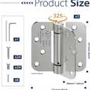 3-Pack Self Closing Door Hinges, 4 Inch Spring Loaded Door Hinges, Adjustable Tension for Exterior,Garage, Front Back Door,Left Right Hand Door, 5/8'' Radius Corners,UL Listed,Brushed Nickel