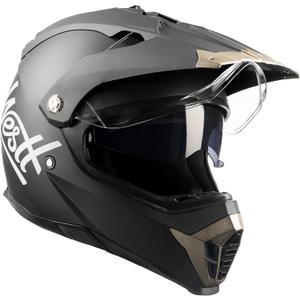 Westt Dual Sport Motorcycle Helmet Off-Road Helmets for Adults, Dual Visor Motorcycle Helmet - Full Face ATV UTV Helmet Dirt Bike Motocross Helmets DOT Approved (XL (24.02-24.41 in), Black-gold)
