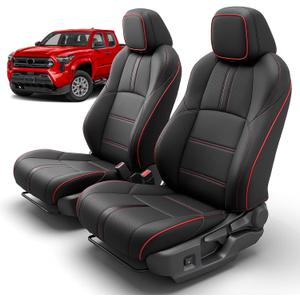 for Toyota Tacoma Seat Covers 2024 2025 2026 Double Cab, Black/Red