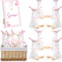 Blueweenly 8 Sets One Silly Goose Birthday Decoration 15.7 Inch Soft Silly Goose Stuffed Animal Hat with Wood Table Decor for Birthday Party Decoration (Pink)