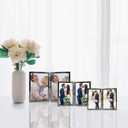 5x7 Picture Frame Double Hinged Black Metal Thin Edge Frame with High Definition Glass Front Folding Frames Stand Vertically on Tabletop, Black, 5x7 Double Metal