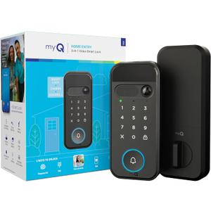 myQ Secure View 3-in-1 Smart Lock with 2K HDR Video Doorbell Camera, Face Access, Fingerprint Access, PIN & App Control  Intelligent Entry with Built-in Camera, Color Night Vision & Two-Way Audio