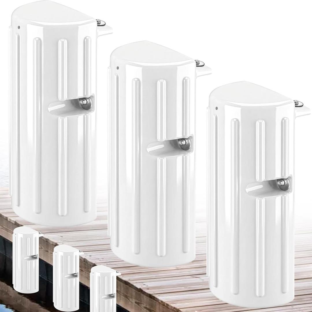 Dock Fenders Bumpers,Boat Dock Bumpers for Edge or Side,Marine Fender Guard Vertical Protection,Soft Durable Construction,Includes Mounting Hardware,3 Pack-White