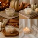 4 Pcs Pumpkin Shaped Candle Jar Fall Scented Pumpkin Spice Candles for Home Autumn Decor Natural Soy Wax Thanksgiving Gift (Transparent)