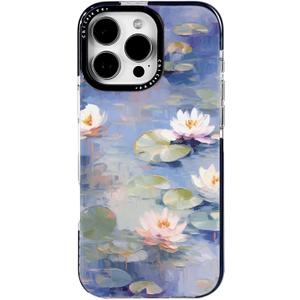 for iPhone 15 Pro Max Case, Impressionist Water Lily Scene, Military-Grade Drop Protection, Cute Soft Slim TPU Protective Cover with Camera Lens Protection for Women & Girls