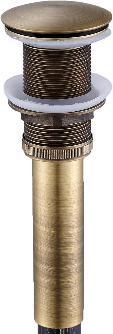 Flybath Sink Drain Antique Brass Bathroom Faucet Large Pop Up Vessel Basin Sink Drain Stopper Without Overflow (Gold)