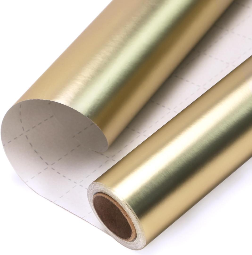 Ribbli Gold Metallic Wrapping Paper Matte Gold Solid Color Paper Perfect for Birthday Christmas Baby Shower Wedding Valentine's Day- 30 Inch x 394 Inch (33Feet)