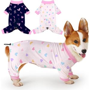 Glittme 2PACK Dog Pajamas Soft Dogs Clothes for Small Medium Dogs Elastic Cats Apparel Breathable Dog Pjs for Puppy