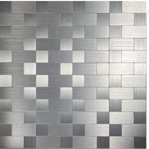 XUANINY Peel and Stick Metal Backsplash Tiles, Self Adhesive Aluminum Mosaic 3D Wall Sticker for Kitchen (Square +Rectangle Stainless Steel, 10 Sheets)