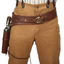 TREE OF LEATHER Wild West Gun Belt Holster Old Western Cowboy Leather Pistol Revolver Holder Fast Draw Rig Pirate Cosplay Gear Bullet Size-.45 (12mm) (46-48 inch Brown)