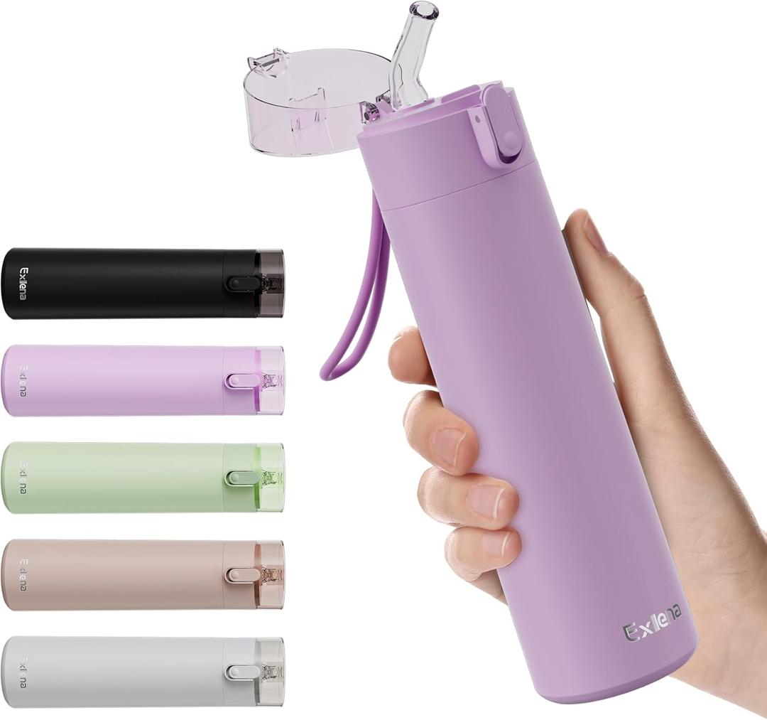 9oz Small Water Bottles with Straw, Mini Water Bottle with One-Hand Open Design, Leak-Proof Locking Lid for Hot&Cold Drinks, Small Travel Water Bottle - 100% Leakproof for School, Travel...(Lilac)