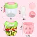 Juome Salad Pod with Dressing Container - Leakproof Salad Container for Lunch with Lid & Spoon, Reusable Salad Jar for Meal Prep & Food Storage, Suitable for Home, Outdoor Travel (Pink)