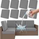 Smiry Waterproof Patio Cushion Covers, Stretch Outdoor Couch Slipcovers Replacement Washable Furniture Protector Sofa Chair Seat Cover for Dogs and Pets (8 Pcs, Grey)