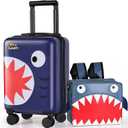iPlay, iLearn Shark Kids Luggage, Boys Carry on Suitcase, 18" Hardside Travel Luggage Set W/Backpack, Toddlers Rolling Luggage W/ 4 Spinner Wheels, Children Holiday Birthday Gifts