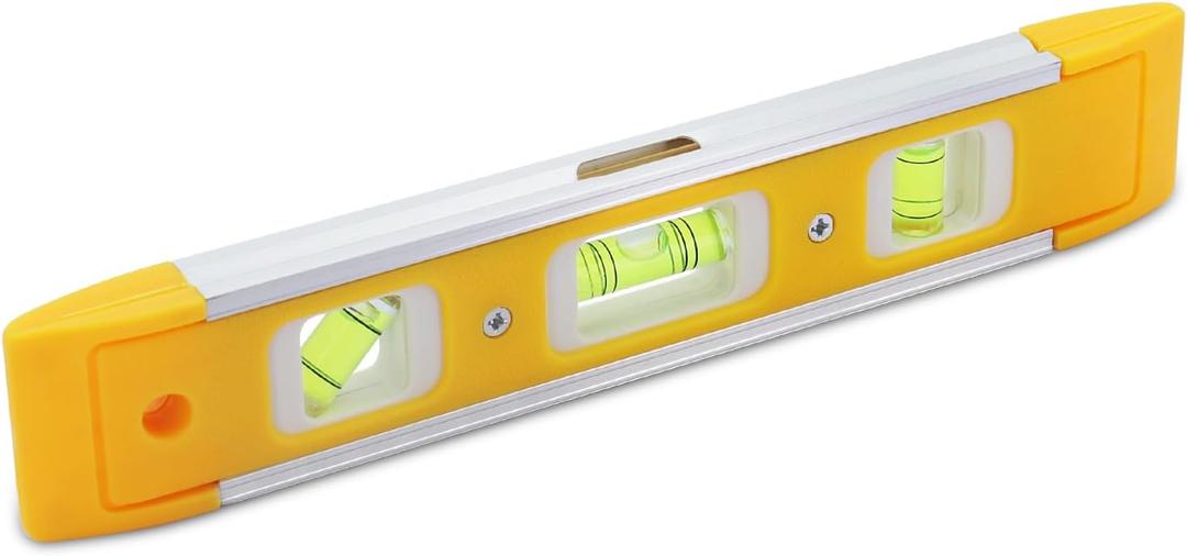 DTDNZKN 9 Inch (230 mm) Torpedo Level Magnetic, Small Leveling Tool with 3 Bubble Spirit Levels (45, 90, 180 Degree) - Ideal for Hanging Pictures, Installing Shelves, and Home Renovations