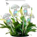 Plant Watering Globes, 4PCS Iridescent Rainbow Gradient Color Clear Glass Mushroom Self Watering Spikes Planter Insert, Automatic Plant Waterer Bulbs Devices for All Plants 9" L  3.5" D