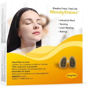 WoodyKnows Nasal Filters for Dusty Activities, Useful Tool for Doing Industrial Work, Tanning, Grooming, and Housekeeping (Medium, 4 Filters+48 Replacements)