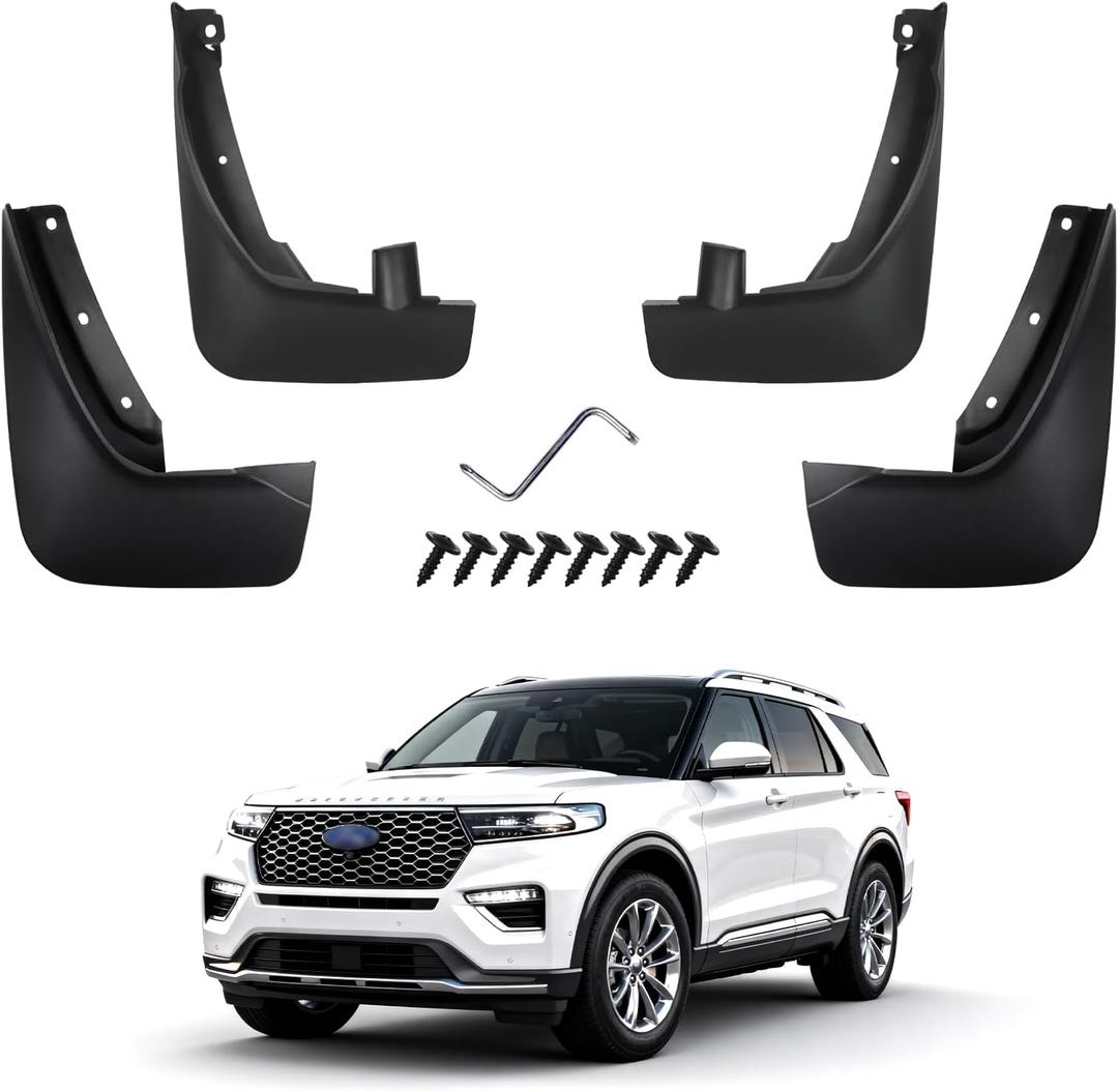 No Drill Mud Flaps for 2023 2024 2025 2026 Ford Explorer, All Weather Paint Protection Front & Rear Splash Guards, Heavy Duty Mud Guards 4PCS Set for Active ST Tremor Platinum Models