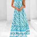 BTFBM Casual Women Summer Maxi Dresses 2026 Loose Sleeveless Sundress Spaghetti Strap Boho Long Dress Vacation (L)