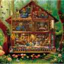 Bear Cabin Puzzles for Adults 1000 Pieces, Colorful Landscape Animal Art Jigsaw Puzzles, Beautiful Bird Flower Butterfly Owl Puzzle