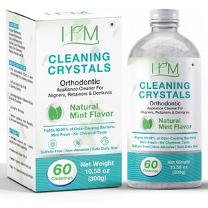 Cleaning Crystals Ultrasonic Aligners Mouthguard | Nightguard Braces Retainers Dentures | Natural Mint Flavor | Dual-action | For Odor Stains & Freshens | Daily Appliance Cleaner - 60 Cleanings