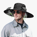 Solar Powered Fan Hat for Men Women Wide Brim Hat with 2 Fans UPF 50+ Outdoor Fishing Beach Sun Hat