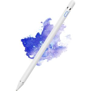 Stylus Pen for Touchscreen, Rechargeable Universal iPad Pen for Tablet, Digital Pens Fine Point Stylist Pen Compatible with Android, iOS, iPhone, iPad/iPad Mini/Pro/Air and More Tablet/Phone (White)