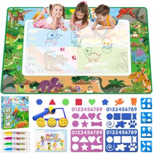 6040 Inches Water Doodle Mat Kids Mess Free Coloring for Toddlers 3 4 5 6 7 8 9 Years, Large Doodle Mat with 4 Magical Water Color Pens 0-9 Number Template Educational Toys